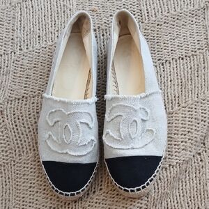 CHANEL Women's Classic Cream and Black Espadrilles